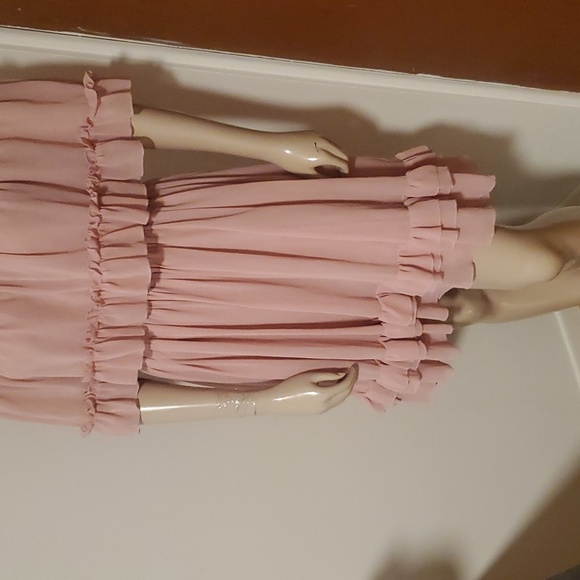Blush Pink Ruffle Off Shoulder Dress - Picture 3 of 6